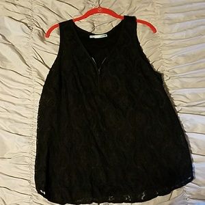 Black Lace Zip Up Front Tank